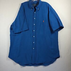 Ralph Lauren Men's Blue Shirt 2XLT 66% Linen 34% Silk